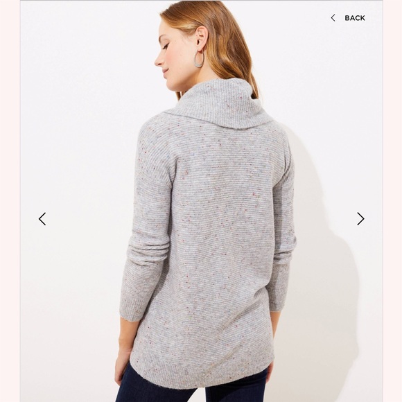 LOFT Flecked Cowl Neck Tunic Sweater - Picture 2 of 3